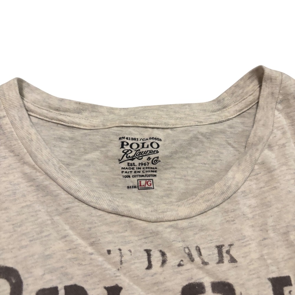 Polo Ralph Lauren Mens Graphic T-Shirt Heather Grey Outdoor Goods Large L/G - Picture 3 of 7